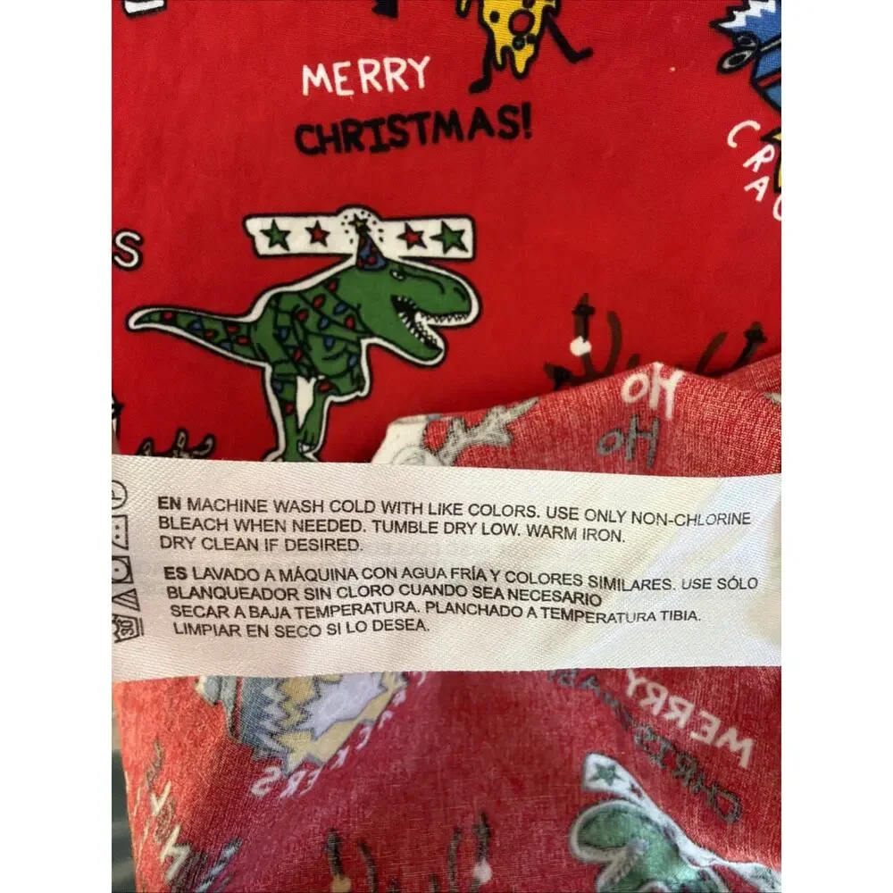 Denim & Flower boys Christmas Shirt large Red Holiday Print Button Up Cotton